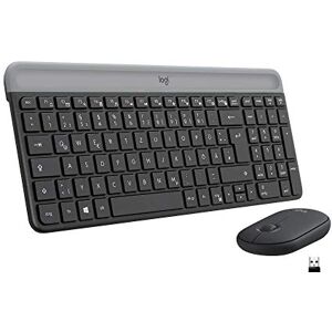 Logitech MK470 Slim Combo Kabelloses Tastatur-Maus-Set, 2.4 GHz Verbindung via Nano-USB-Empfänger, 10m Reichweite, 18-Monate Batterielaufzeit, PC/Laptop, Deutsches QWERTZ-Layout Graphit