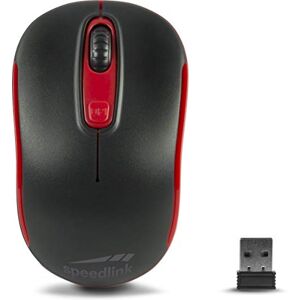 Speedlink CEPTICA Mouse Wireless kleine Maus ohne Kabel, PC Maus kabellos für Notebook und Laptop, leicht, 2.4G USB Nano-Empfänger, dpi-Schalter bis 1600 dpi, schwarz-rot