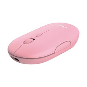 Trust Puck Wiederaufladbare Kabellose Maus, Bluetooth und 2.4 GHz Verbindung via USB-Mikroempfänger, DPI Einstellbar 800/1200/1600, Ergonomisch, Funkmaus für PC/Mac/Computer/Laptop/MacBook rosa