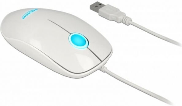 DeLock 12537 - Optische 3-Tasten LED Maus USB Typ-A Weiss