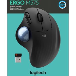 Logitech Maus M575, Ergo, Wireless, Unifying, Bluetooth, grafit Optisch, 400-2000 dpi, 5 Tasten, Trackball, Retail