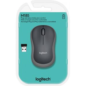 Logitech Maus M185, Wireless, grau Optisch, 1000 dpi, 3 Tasten, Retail