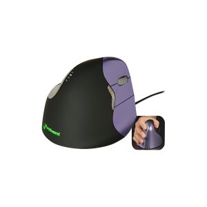 Evoluent VerticalMouse 4 Small - Lodret mus - højrehåndet - optisk - 6 knapper - trådløs - 2.4 GHz - trådløs modtager (USB)