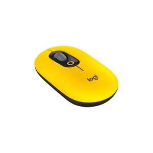 Logitech POP Mouse Wireless (With emoji key) - Mus - højre- og venstrehåndet - optisk - trådløs - Bluetooth (Kompatibel med Logi Bolt USB receiver) - Blast Yellow