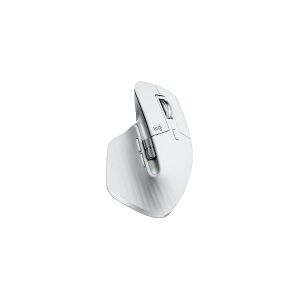 Logitech®   MX Master 3S - Mus - laser - 7 knapper - trådløs - Bluetooth, 2.4 GHz - Logitech BOLT-modtager - Pale Grey