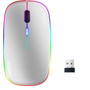 INF Trådløs mus med RGB LED dual mode Bluetooth/Wifi Sølv