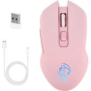 2.4G Silent trådløs opladningsmus Pink Smuk pige gaming mus Farverig glødende gaming mus til PC Gaming Office - Perfet PINK