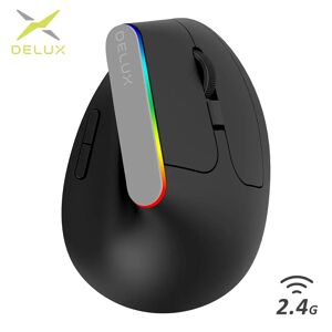 Delux M618C – souris de jeu ergonomique verticale  sans fil  silencieuse  6 boutons  récepteur USB