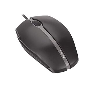 CHERRY GENTIX Corded Optical Mouse, souris filaire avec 3 boutons et capteur optique haute résolution 1000 dpi, convient aux droitiers et gauchers, côtés caoutchoutés, noir - Publicité