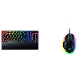 Razer BlackWidow V3 (Green Switch) Clavier de Jeu mécanique sans fil avec éclairage RGB, Clavier AZERTY-Noir & Basilisk V3 Souris de Jeu Filaire : capteur Optique 26K DPI, 11 Boutons programmables - Publicité