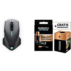 Alienware Souris de Gaming Filaire/sans Fil AW610M + Duracell Nouveau Piles alcalines AA Optimum, 1.5 V LR6 MX1500, Paquet de 4 - Publicité