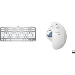 Logitech ERGO M575 Trackball Souris Sans fil Blanc avec molette, design ergonomique + MX Keys Mini pour Mac clavier sans fil retroéclairé, Bluetooth, Compatible avec Windows, PC, Mac Blanc - Publicité