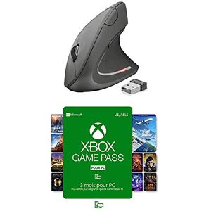 Trust Verto Souris sans Fil, USB, Verticale, Ergonomique, 800/1200/1600 DPI, 4 Boutons, LED, Prévention Syndrome de la Souris et Epicondylite, pour Droitier Noir + Xbox Game Pass pour PC 3 Mois - Publicité