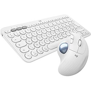 Logitech K380 Clavier sans Fil Multi-Dispositifs pour Windows,iOS,Android,Design Compact,PC/Mac,Blanc+ Trackball-Souris sans fil avec molette de pouce,compatible avec Windows,PC, Mac-Blanc - Publicité