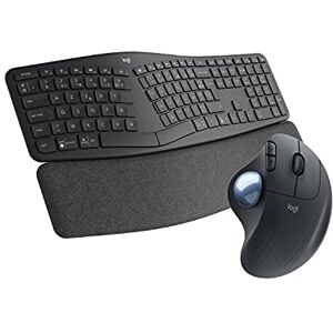 Logitech ERGO Clavier ergonomique sans fil, clavier en deux parties +  ERGO M575 Trackball, Souris sans fil avec molette de pouce, design ergonomique et confortable, compatible avec PC, Mac - Publicité