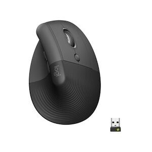 Logitech Souris Sans Fil Logitech Lift Ergonomique Verticale, Bluetooth Ou Recepteur Usb Logi Bolt, Silencieuse - Graphite