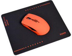 PORT Connect Souris optique sans fil Neon avec tapis - Orange fluo