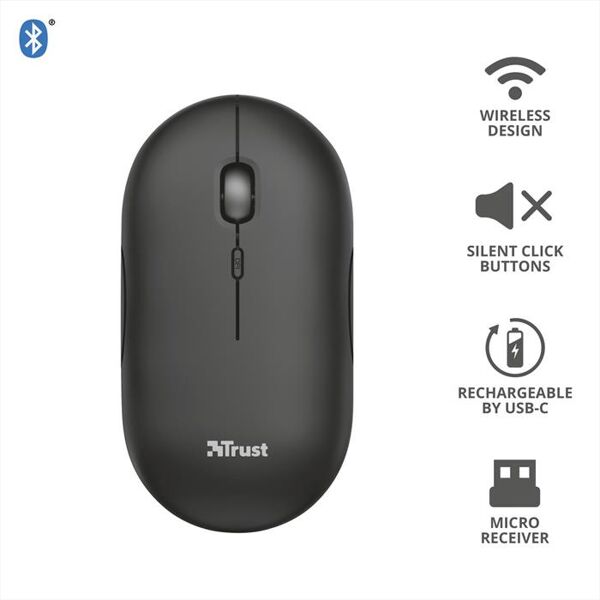 trust puck wireless mouse black-black