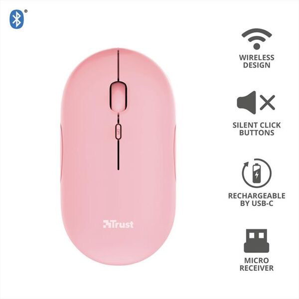 trust puck wireless mouse pink-pink