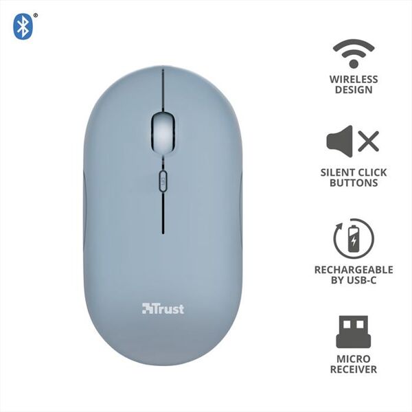 trust puck wireless mouse blue-blue