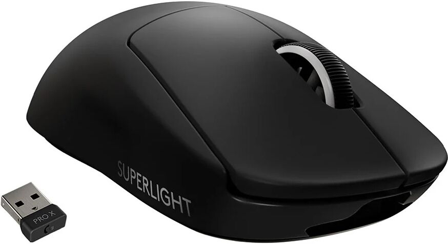 Logitech G PRO X SUPERLIGHT Mouse Gaming Wireless, Leggero 63 g, Sensore HERO 25K, 25.600 DPI, 5 Tasti Programmabili, Lunga Autonomia, Memoria Integrata, per eSport, Compatibile con PC e Mac. Nero