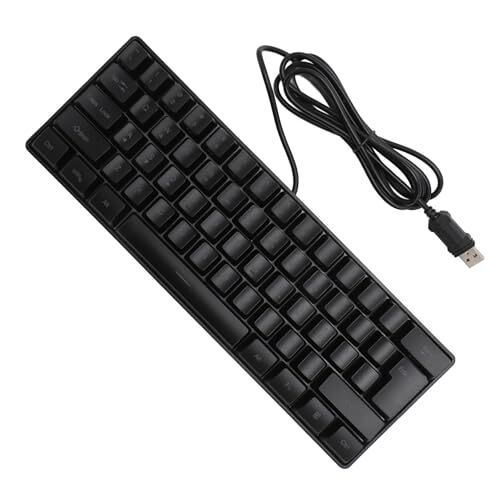 SHYEKYO Compact Gametoetsenbord, USB Getelegrafeerd Gokkentoetsenbord Ergonomisch Ontwerp 61 Sleutels voor PC-Gam