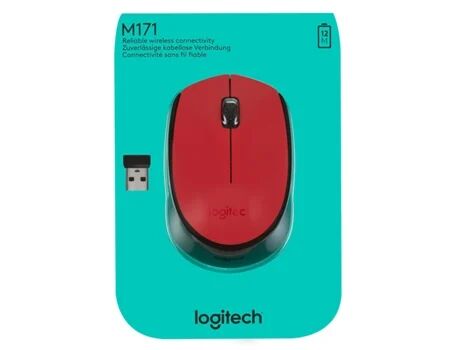 Logitech Rato M171 (Wireless - Casual - Vermelho)