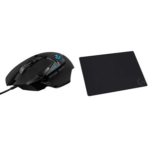 Logitech G G502 HERO High Performance Wired Gaming Mouse, HERO 25K Sensor, 25,600 DPI, RGB, Adjustable Weights & G240 Cloth Gaming Mouse Pad, Optimised for Gaming Sensors, 340 x 280 x 1 mm