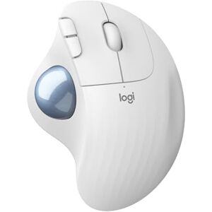 Logitech ERGO M575 Wireless Trackball Mouse - Easy thumb control, precision and smooth tracking, ergonomic comfort design, for Windows, PC and Mac with Bluetooth and USB capabilities - White