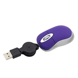 Sun Mini USB Wired Mouse,Retractable Cable Tiny Small Mini Pocket Mouse for Children,1600 DPI Optical Compact Travel Mice with 2.3-Foot USB Cord for Laptop Computer (Purple)