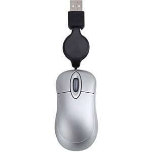 Uinfhyknd Mini USB Wired Mouse Retractable Cable Small Mouse 1600 Optical Travel Mice for 98 2000 XP Vista Ve (Silver)