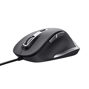 Trust Fyda USB Computer Mouse Made With Recycled Materials, 600-5000 DPI, 6 Buttons, Thumb Rest, Wired Comfort Ergonomic Mouse for Laptop, PC, Mac, Work, Home Office - Black