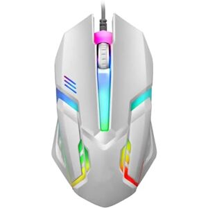 Wizoowip High-tech Photoelectric Mouse Computer Optical Usb Wired Gaming Led Rgb Ergonomic 1200dpi 3 Buttons Mute Desktop White