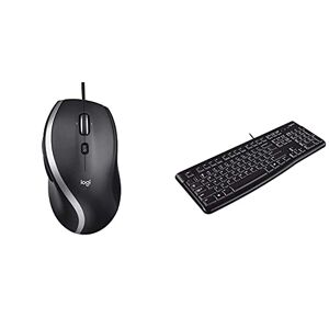 Logitech M500 Wired USB Mouse, High Precision 1000 DPI Laser Tracking, 7 Buttons, PC/Mac/Laptop - Black & K120 Wired Business Keyboard Black