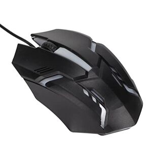 SWOQ Office Mouse, Accurate Optical Tracking Gaming Mouse Glowing Breathing Light 3D Scroll Wheel 1200 DPI for ESports Game for PC  Black