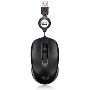 Adesso iMouse S5 Mini Mouse with Retractable USB Cable wire, 3 Button Design, and 1000 DPI Sensitivity