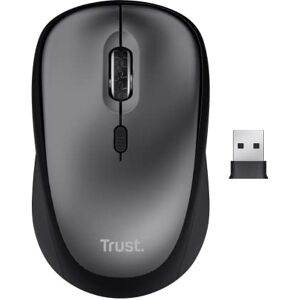 Trust Yvi+ Silent Wireless Mouse, Sustainable Design, 800-1600 DPI, For Left and Right Hand Users, Storable USB Micro Receiver, Quiet Compact Computer Mouse for PC, Laptop, Mac, Home Office - Black