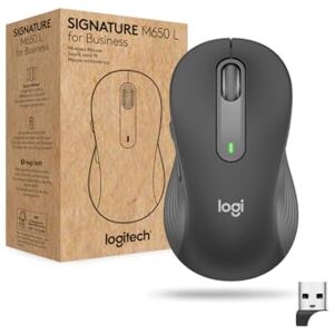 Logitech Signature M650 L for Business Wireless Mouse, For Large Sized Hands, Logi Bolt, Bluetooth, SmartWheel - Grey