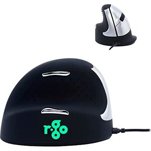 R-Go Tools HE Break Mouse - Ergonomic mouse - Anti-RSI Software - Medium (Hand Size 165-185mm) - Left Handed - Wired Black, RGOBRHESML