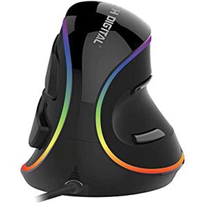 J-Tech Digital Ergonomic Mouse Wired - RGB Vertical Gaming Mouse with 5 Adjustable DPI Settings up to 4000 DPI, Computer Mouse for Carpal Tunnel, Removable Palm Rest and Thumb Buttons [V628R]