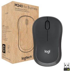 Logitech M240 for Business Silent Wireless Mouse, Secure Logi Bolt USB Receiver, Bluetooth, Globally Certified for Windows, Mac, Chrome, Linux, iPadOS, Android - Graphite