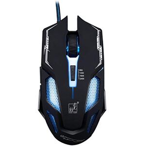 MDYHMC DLT AYSMG V10 USB 6-keys 2400DPI Four-speed Adjustable Steel Mesh Backlight Wired Optical Gaming Mouse, Length: 1.45m(Black) (Color : Black)