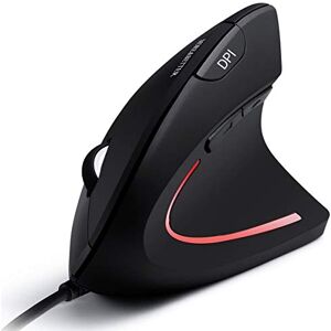 LQRLY USB Wired Mouse for Laptop Computer Ergonomic Mouse Vertical Optical Mice for PC Desktop for Right Hand with 1000/1600 DPI, 5 Buttons, Black