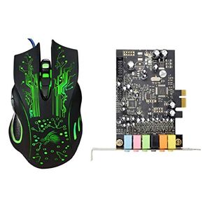 Fcuajdkq Wired Mouse Supply Silent Gaming Mouse & PCIe 7.1CH Sound Card Stereo Surround Sound PCI-E Built-in 7.1 Channel Audio