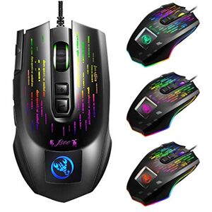 GLASSNOBLE Mouses,10000DPI 7 Buttons USB Wired Mouse RGB LED Light Gaming Mice with Display Screen Black