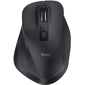 Trust Fyda Rechargeable Wireless Mouse Made With Recycled Materials, 800-2400 DPI, 6 Buttons, Thumb Rest, Comfort Cordless Ergonomic Mouse for Laptop, PC, Mac, Work, Home Office - Black