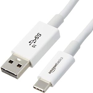 Amazon Basics Schnelllade-Adapterkabel, USB-C auf USB-A-3.1 (Gen. 2), 10 GBit/s Highspeed, USB-IF-zertifiziert, für Apple iPhone 15, iPad, Samsung Galaxy, Tablets, Laptops, 0.9 m, weiß