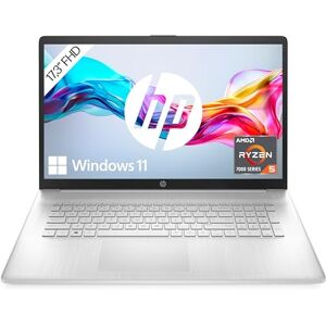 HP Laptop   17,3 Zoll (43,9 cm) FHD IPS Display   AMD Ryzen 5 7520U   8GB RAM   512GB SSD   AMD Radeon-Grafikkarte   Windows 11 Home   QWERTZ-Tastatur   Silber   mit  Fast Charge