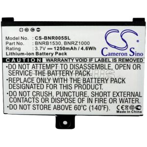 Ersatzakku - CS-BNR005SL - BARNES & NOBLE 005 / 9875521 - 3,7 Volt 1250mAh Li-Polymer