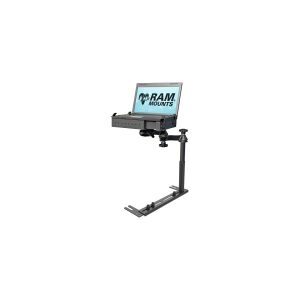 National Products RAM Universal No-Drill Laptop Mount - Monteringssæt (monteringsbase, notesbog-bakke, teleskopisk pæl, dobbelt artikulerende svingarm) - for notebook - stål, komposit af høj styrke - bilsædebolte